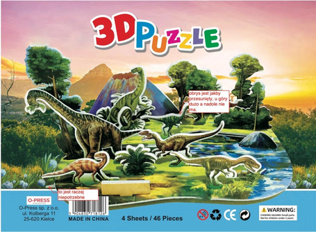 Puzzle 3D 46 Dinozaury