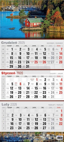 Kalendarz 2026 trójdzielny płaski MIX