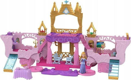 DISNEY PRINCESS 2W1 ZAMEK KAROCA DLA MAŁYCH LALEK + lalka Aurora HWX17