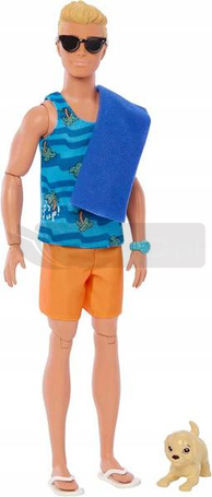 LALKA BARBIE KEN SURFER MALIBU surfboard + piesek HPT50