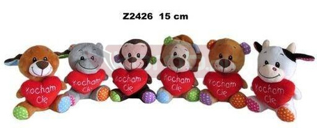 Zwierzęta z sercem 15cm MIX
