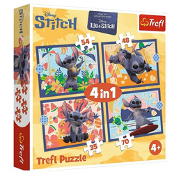 Puzzle 4w1 Lilo&Stitch Wakacje na Hawajach TREFL