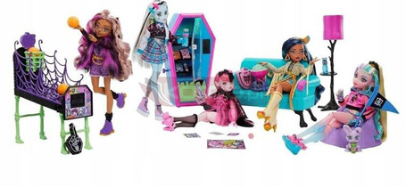 MONSTER HIGH SALONIK UCZNIÓW zestaw z mebelkami i akcesoriami HNF67