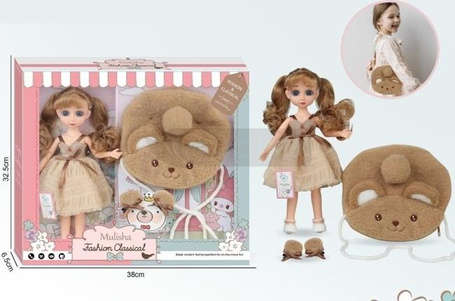 Lalka 30cm z torbą i dodatkami