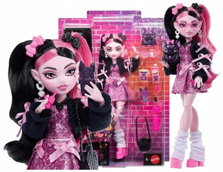 LALKA MONSTER HIGH DRACULAURA + zwierzątko nietoperz Hrabia Bajeczny JHK29