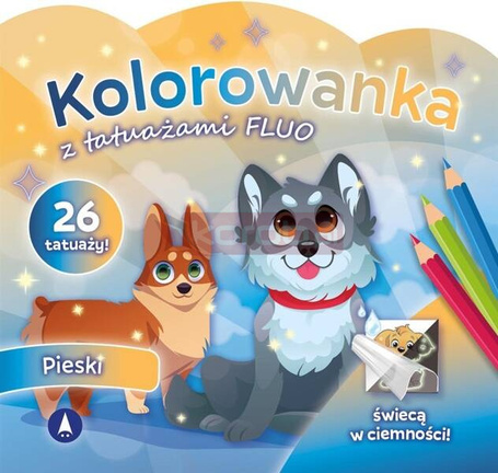 Kolorowanka z tatuażami fluo Pieski