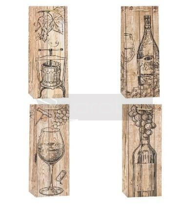 Torebka ozdobna na butelkę 12x36x9cm mix ROZETTE