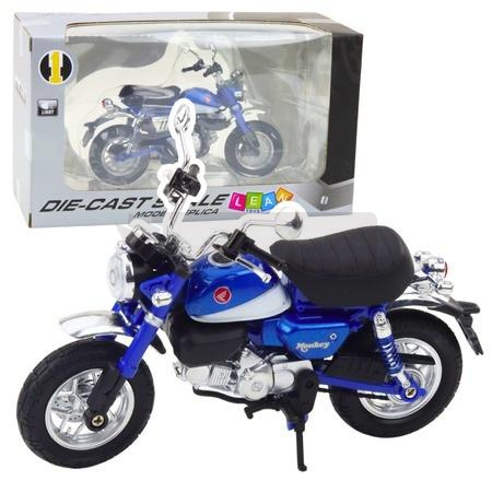 Motocykl retro metalowy ze światłem niebieski 1:12