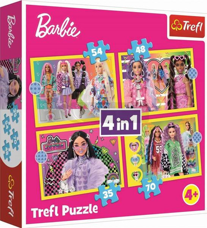Puzzle 4w1 Wesoły świat Barbie TREFL