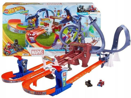 HOT WHEELS MARVEL ZESTAW TORÓW Pajęczynowy tor Spider-Mana Podwójny wyścig HPL34