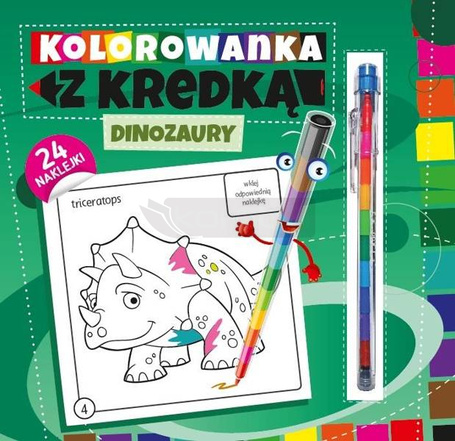 Kolorowanka z kredką. Dinozaury