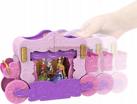 DISNEY PRINCESS 2W1 ZAMEK KAROCA DLA MAŁYCH LALEK + lalka Aurora HWX17