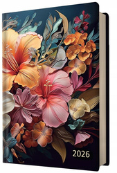 Kalendarz 2026 A5 dzienny z gumką kwiaty