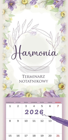 Kalendarz 2026 notatnikowy 46x22cm Harmonia