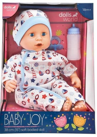 Dolls World Lalka Baby Joy 38cm ubranko białe
