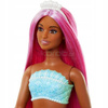 LALKA BARBIE SYRENKA czerwony ogon, ciemnoróżowe włosy HRR04