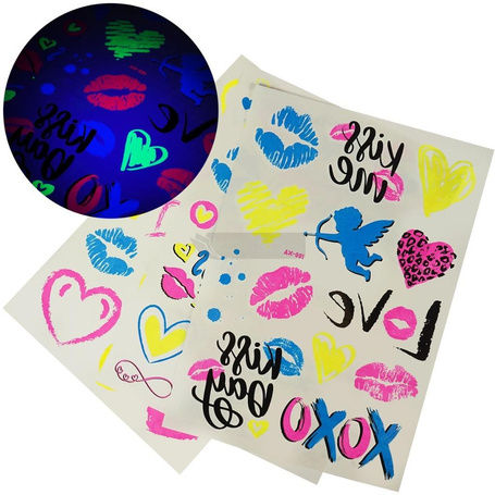 Tatuaże walentynkowe świecące w UV MIX