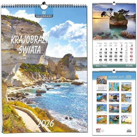 Kalendarz 2026 B3 13 planszowy Krajobrazy Świata