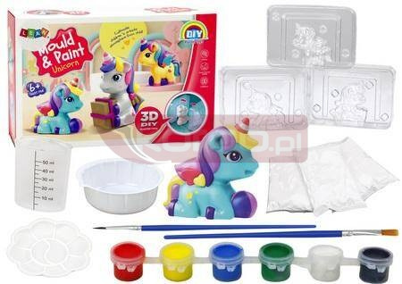 Odlewy gipsowe Jednorożec 3D z farbami DIY