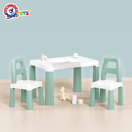 Stół dziecięcy zielony z dwoma krzesełkami