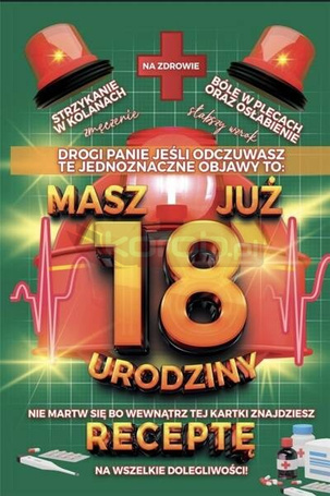 Karnet Urodzinowy z receptą 18