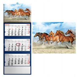 Kalendarz 2026 trójdzielny konie