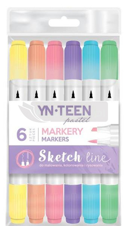 Marker Sketch Line Pastel 6 kolorów YN TEEN