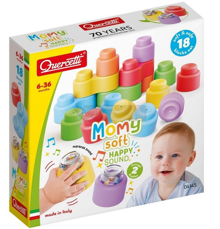 Klocki Momy Soft miękkie z grzechotką 18el