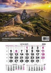 Kalendarz 2026 jednodzielny Góry