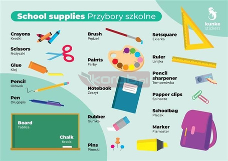 Fiszki do języka angielskiego - Przybory... 3szt