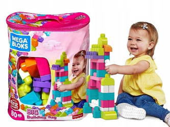 MEGA BLOKS KLOCKI 80 elementów ,duże klocki w torbie DCH62 dla dzieci +12m DCH62