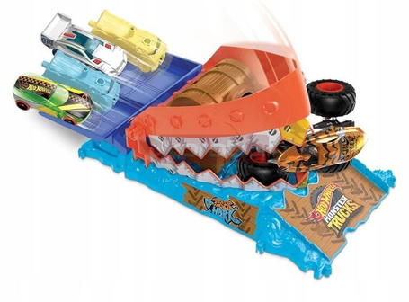 HOT WHEELS MONSTER TRUCK ZESTAW TORÓW WYZWANIE REKINA + autko TIGER SHARK HTP17
