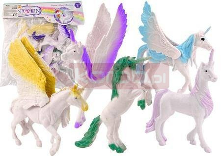 Zestaw figurek Jednorożec Pegaz biały skrzydła 6el