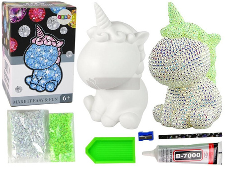 Jednorożec DIY diamenty kryształki zielone