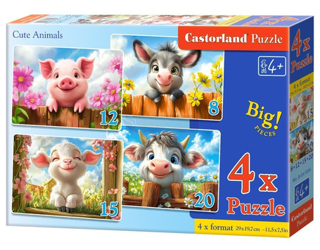 Puzzle x 4 Kontur Cute Animals CASTOR