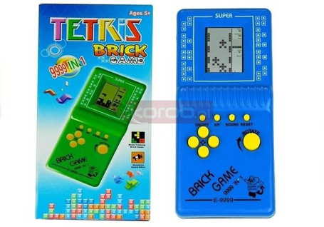Gra elektroniczna tetris kieszonkowa niebieska