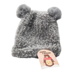 Szara czapka z uszami