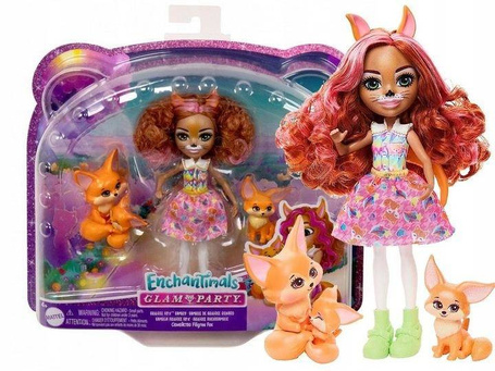 ENCHANTIMALS LALKA RODZINA LISKÓW lalka + 3 liski HNT60