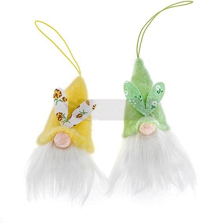 Zawieszki gnomy 8cm 2szt zółte i zielone