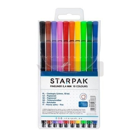 Cienkopisy 10 kolorów okrągłe 0,4 mm