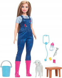 LALKA BARBIE KARIERA WETERYNARZ NA FARMIE z owieczką 65 rocznica Barbie HRG42