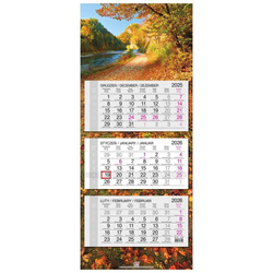 Kalendarz 2026 trójdzielny główka płaska Jesień