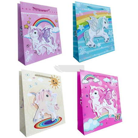 Torebka prezentowa dziecięca M Jednorożec 3D mix