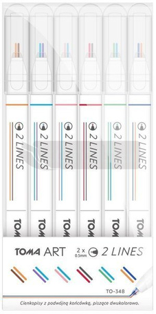 Cienkopis 2 Lines 6 kolorów TOMA