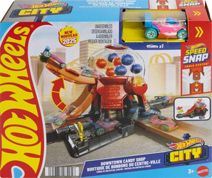 HOT WHEELS SPEED SNAP ZESTAW Sklepik Guma balonowa + autko, dla dzieci +4 JBM62