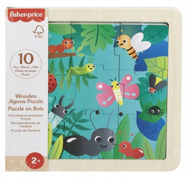 FISHER PRICE PUZZLE DREWNIANE 9 elementów ZWIERZĄTKA ŁĄKA dla dzieci +2lata HXV19
