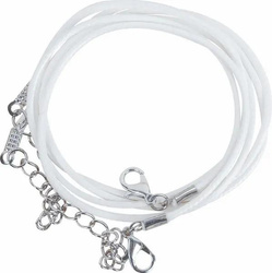 Sznurek do naszyjników z zapięciem biały 2szt