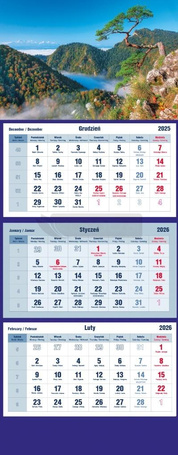 Kalendarz 2026 trójdzielny Sosenka