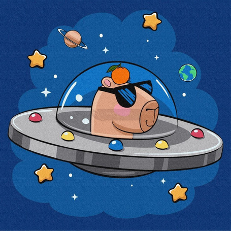 Malowanie po numerach - Kapibara w statku 30x30cm