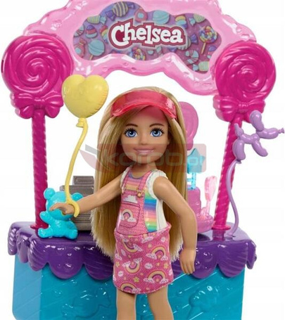 LALKA BARBIE CHELSEA STOISKO Z LIZAKAMI zestaw z lalką + akcesoria HRM07